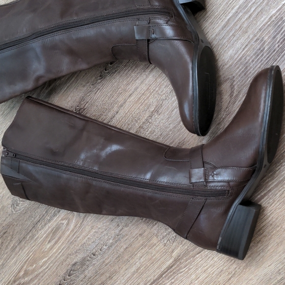 Lauren by Ralph Lauren Brown Margarite Almond Toe Mid-Calf Boots Zip Up Buckle - Picture 9 of 16